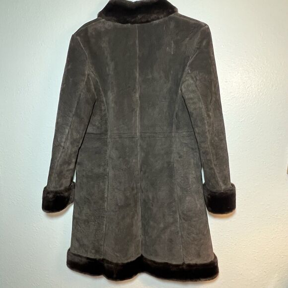 Guess Womens Vintage Brown Suede Floral Embroidered Coat Size S - Picture 2 of 8